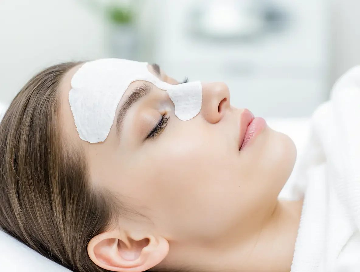 Patient with a nasal splint after rhinoseptoplasty