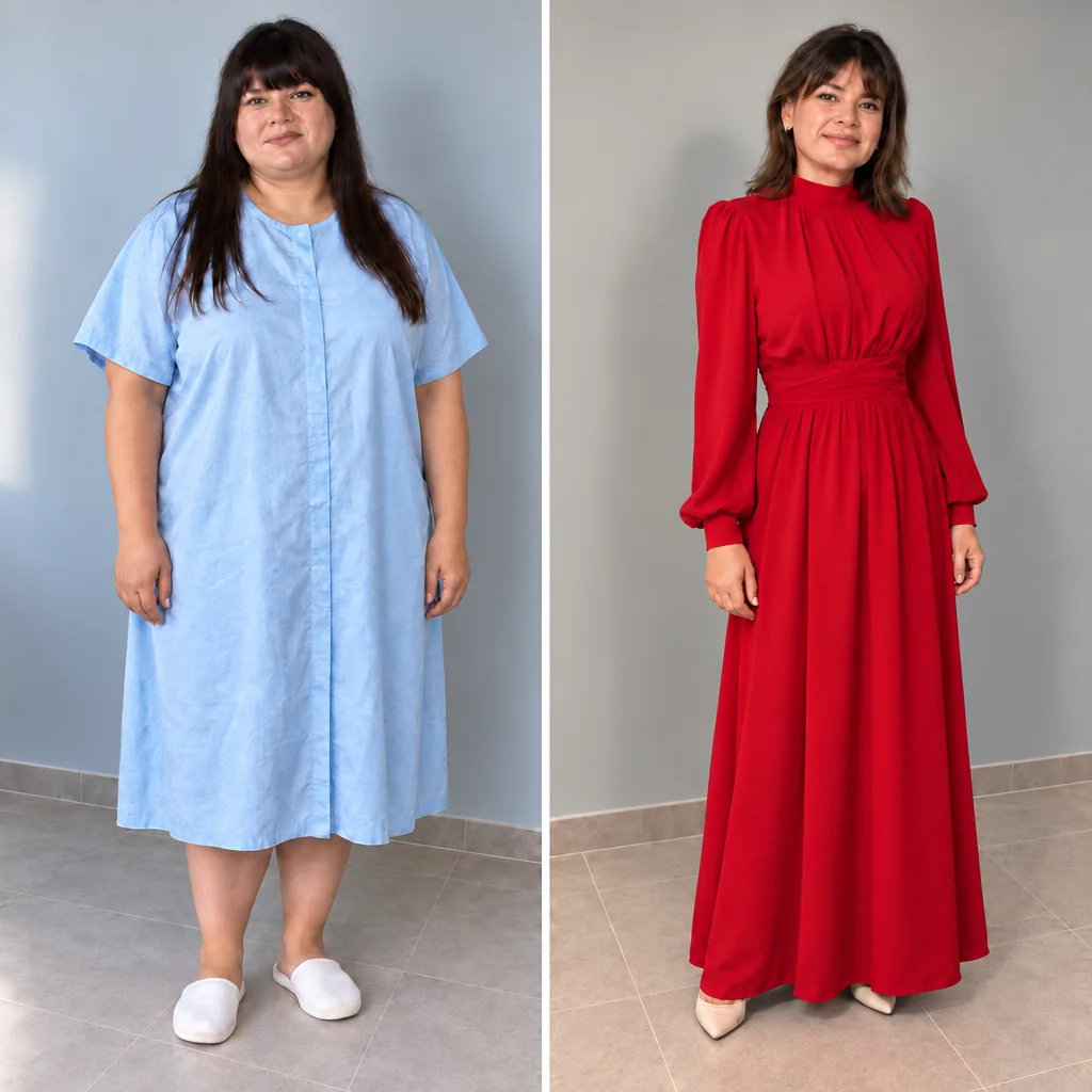 Bariatric surgery: a patient before surgery and after weight loss