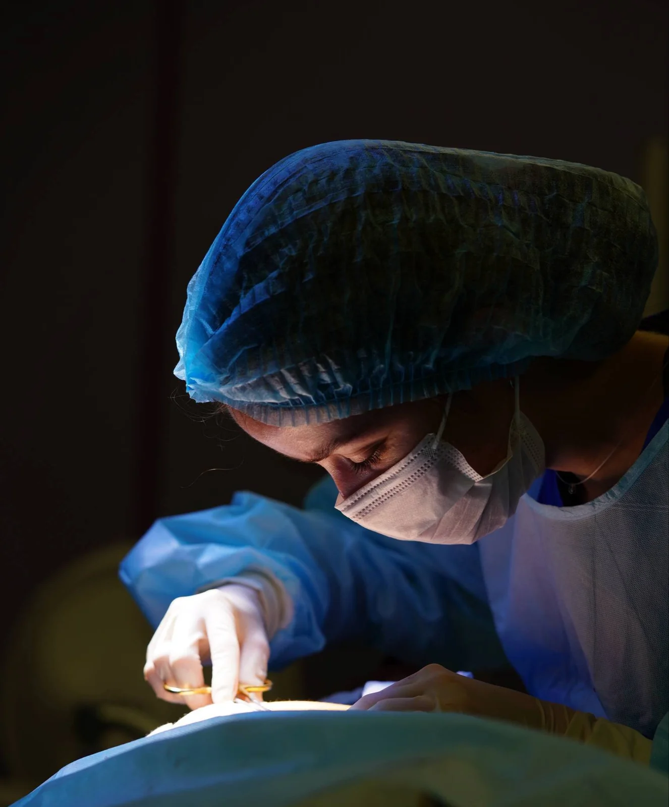 A surgeon during a gastric bypass