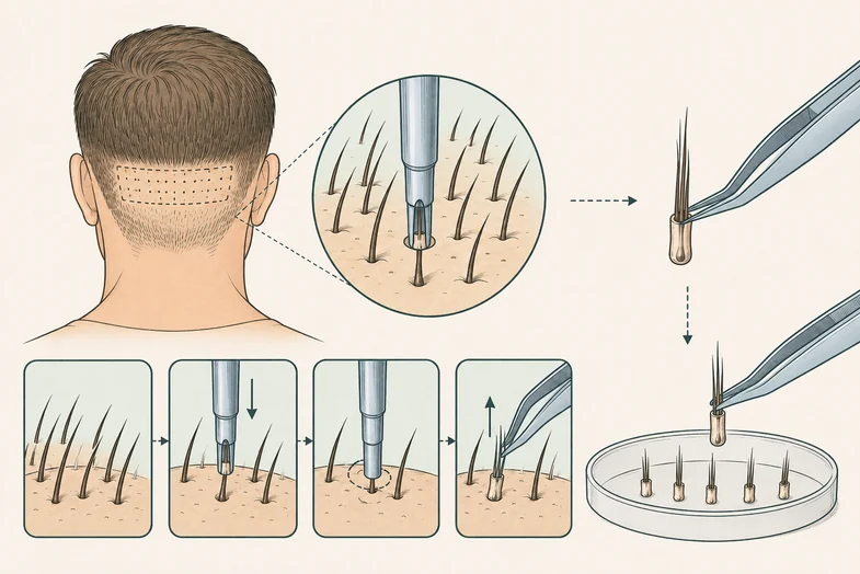 Hair transplant with the FUE method