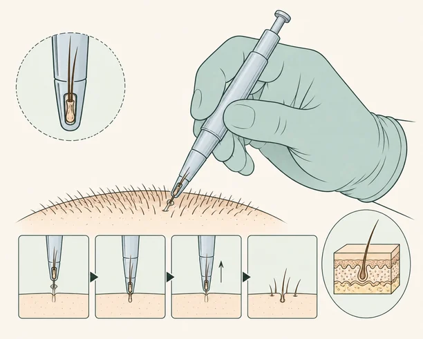 Hair transplant with the DHI method