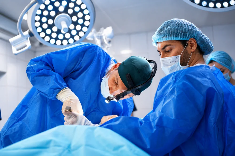 Surgeons during breast reconstruction