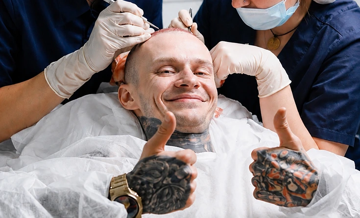 Implanting grafts into the area of alopecia — hair transplant at City Medical Centre