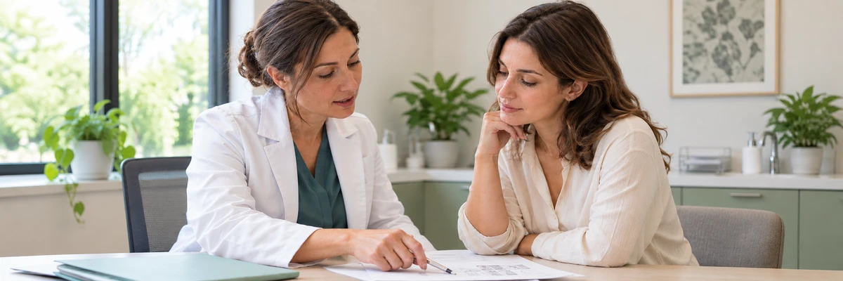 A doctor talks to a patient about contraindications