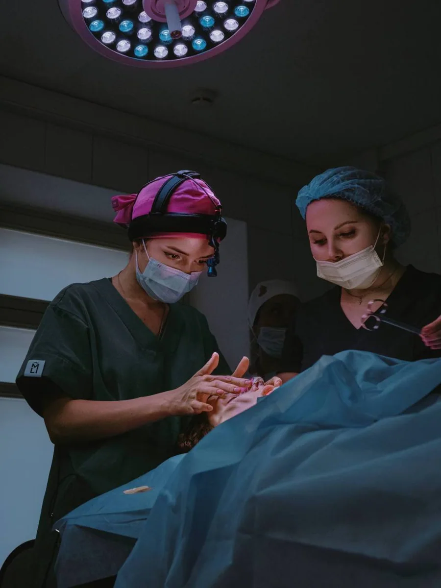 City Medical Centre operating room: surgeons during rhinoplasty